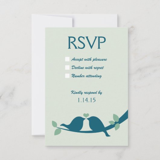 Navy Blue Tortelduifjes Wedding RSVP (Achterkant)