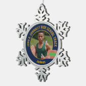 Navy Blue Track & Field Photo High School Runner Tin Sneeuwvlok Ornament (Rechts)