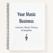 Navy Blue Treble Clef Musician Music Business Notitieboek (Voorkant)