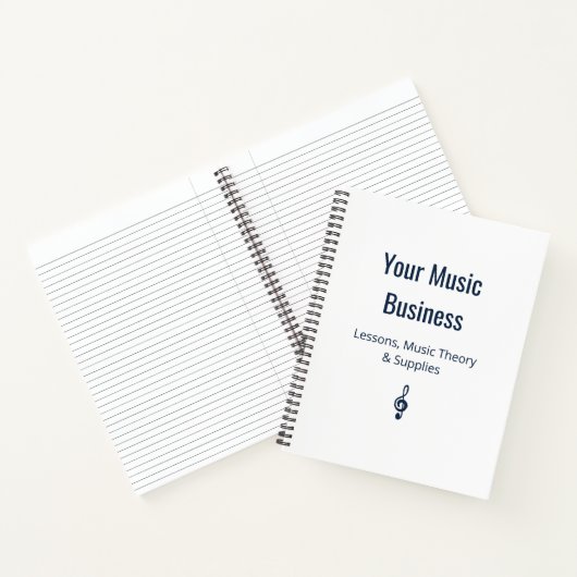 Navy Blue Treble Clef Musician Music Business Notitieboek (Binnen)