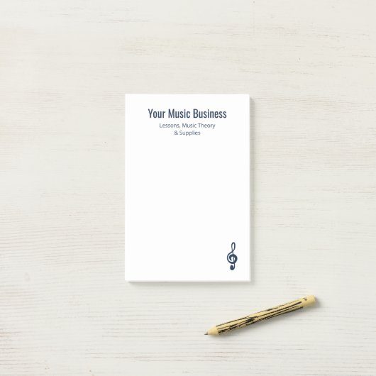 Navy Blue Treble Clef Musician Music Business Post-it® Notes (Op bureau)