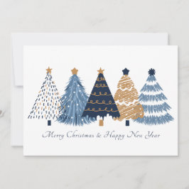 Navy Blue Trees Kerst Nieuwjaar vakantie Kaart