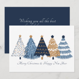 Navy Blue Trees Kerst Nieuwjaar vakantie Kaart