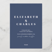 Navy Blue Trees Mountain Winter Save the Date Folie Uitnodiging (Achterkant)