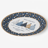 Navy Blue Trees Stippen Moderne kerstvakantie Papieren Bordje (Gekanteld)