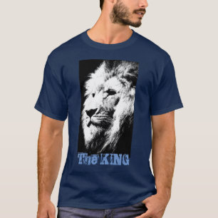 Navy Blue Trendy Elegant Modern Pop Art Lion Head T-shirt