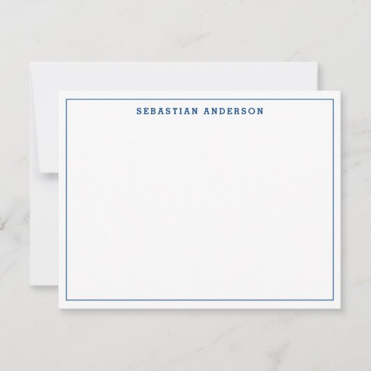 Navy Blue Trendy Formele Typografie Thin Border Notitiekaartje (Voorkant)