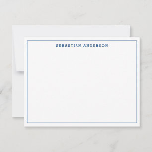 Navy Blue Trendy Formele Typografie Thin Border Notitiekaartje