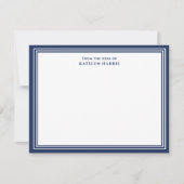 Navy Blue Triple Border vanaf het bureau van Flat Notitiekaartje (Voorkant)