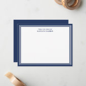 Navy Blue Triple Border vanaf het bureau van Flat Notitiekaartje (Voorkant / Achterkant in situ)