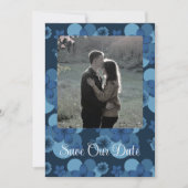 Navy Blue Tropical Flower Flat Save The Date Kaart (Voorkant)