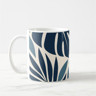 Navy Blue Tropical Leaf Silhouette Koffiemok