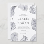 Navy Blue Tropical Palm Tree Weddenschap Kaart (Voorkant)