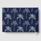 Navy Blue Tropical Palm Trees Beach House Gastenboek (Achterkant)
