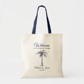 Navy Blue Tropical Palm Weduwen Welkom Tote Bag (Voorkant)