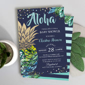Navy Blue Tropical Pineapple Baby shower Kaart