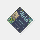 Navy Blue Tropical Pineapple Baby shower Servet (Hoek)