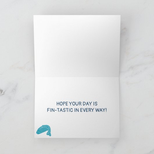 Navy Blue Trout Fish Custom Message Birthday Kaart (Binnen)