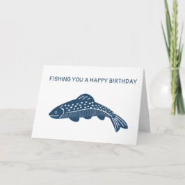 Navy Blue Trout Fish Custom Message Birthday Kaart