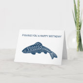 Navy Blue Trout Fish Custom Message Birthday Kaart (Voorkant)