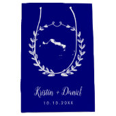 Navy Blue Turks en Caico Kaart Huwelijk Welkom Swa Medium Cadeauzakje (Voorkant)