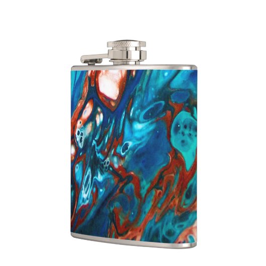 Navy Blue Turquoise Copper Flask Heupfles (Links)
