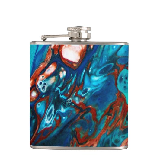 Navy Blue Turquoise Copper Flask Heupfles (Voorkant)