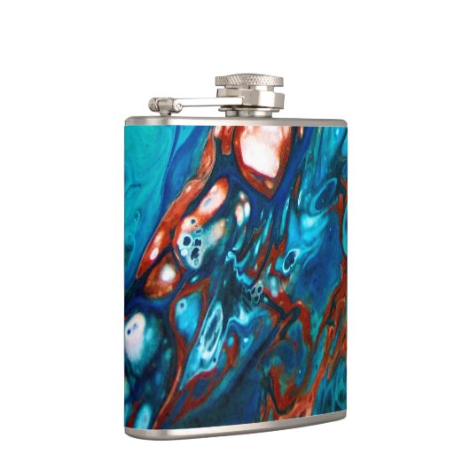 Navy Blue Turquoise Copper Flask Heupfles (Rechts)