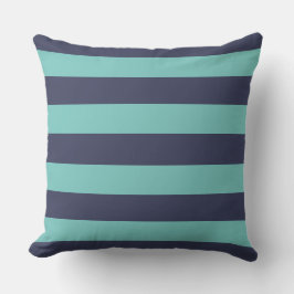 Navy Blue Turquoise Stripes Buitenkussen