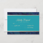 Navy Blue Turquoise Wedding RSVP Kaarten Kaartje (Voorkant)