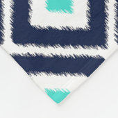 Navy Blue, Turquoise, White Ikat Diamond Fleece Deken (Hoek)