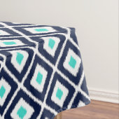 Navy Blue, Turquoise, White Ikat Diamond Tafelkleed (Voorbeeld)