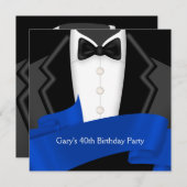 Navy Blue Tuxedo Mans 40ste verjaardagsfeest Kaart (Voorkant / Achterkant)