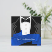 Navy Blue Tuxedo Mans 40ste verjaardagsfeest Kaart (Staand voorkant)