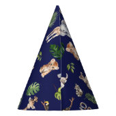 Navy Blue Twee Wild Safari Oerwoud 2e verjaardag Feesthoedjes (Achterkant)