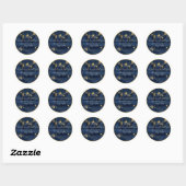 Navy Blue Twinkle Little Star Gold Baby Jongensdou Ronde Sticker (Vel)