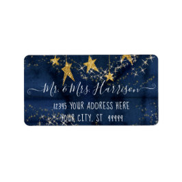 Navy Blue Twinkle Little Star Gold Return-adres Etiket