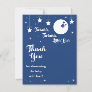 Navy Blue Twinkle, Twinkle Little Star Favor Kaart Notitiekaartje