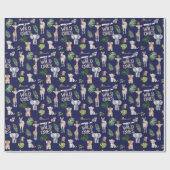 Navy Blue Twins Oerwoud Animals Boy 1st birthday. Cadeaupapier (Vlak)