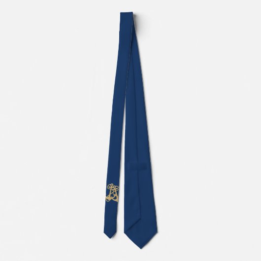 Navy Blue Two Anchors Grooms Weddenschap Stropdas (Achterkant)