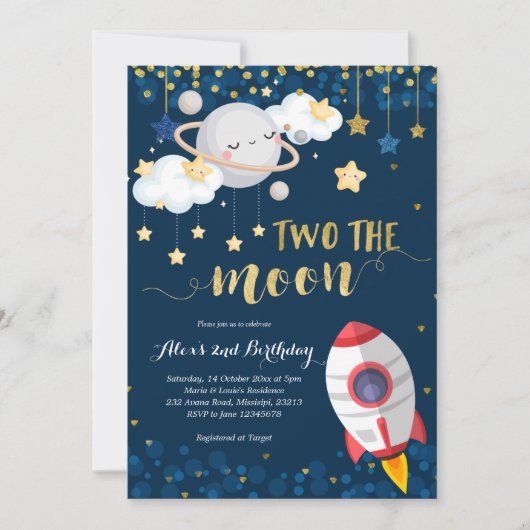 Navy Blue Two - De Verjaardagsuitnodiging van de M Kaart (Voorkant)