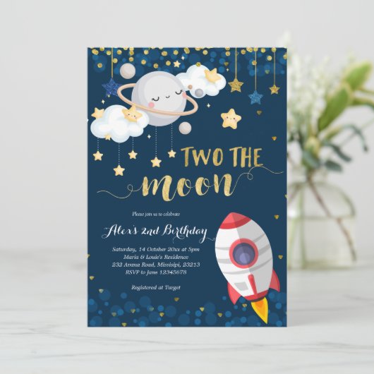 Navy Blue Two - De Verjaardagsuitnodiging van de M Kaart (Staand voorkant)