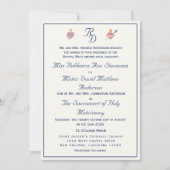 Navy-Blue Two Hearts Catholic Wedding  Kaart (Voorkant)