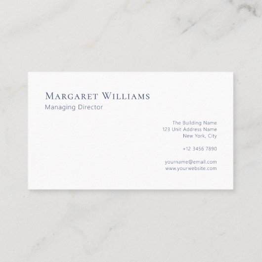 Navy Blue Two Letter Monogram Professional  Visitekaartje (Achterkant)