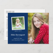 Navy Blue Two Photo Graduparty Briefkaart (Voorkant / Achterkant)