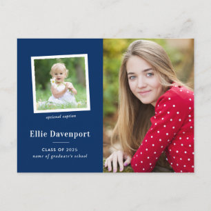 Navy Blue Two Photo Graduparty Briefkaart