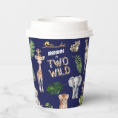 Navy Blue Two Wild Safari thema verjaardag Papieren Bekers (Achterkant)
