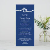 Navy Blue Tying the Knot Nautical Wedding Menu (Staand voorkant)