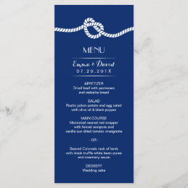 Navy Blue Tying the Knot Nautical Wedding Menu