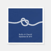 Navy Blue Tying the Knot nautische bruiloft Servetten (Voorkant)